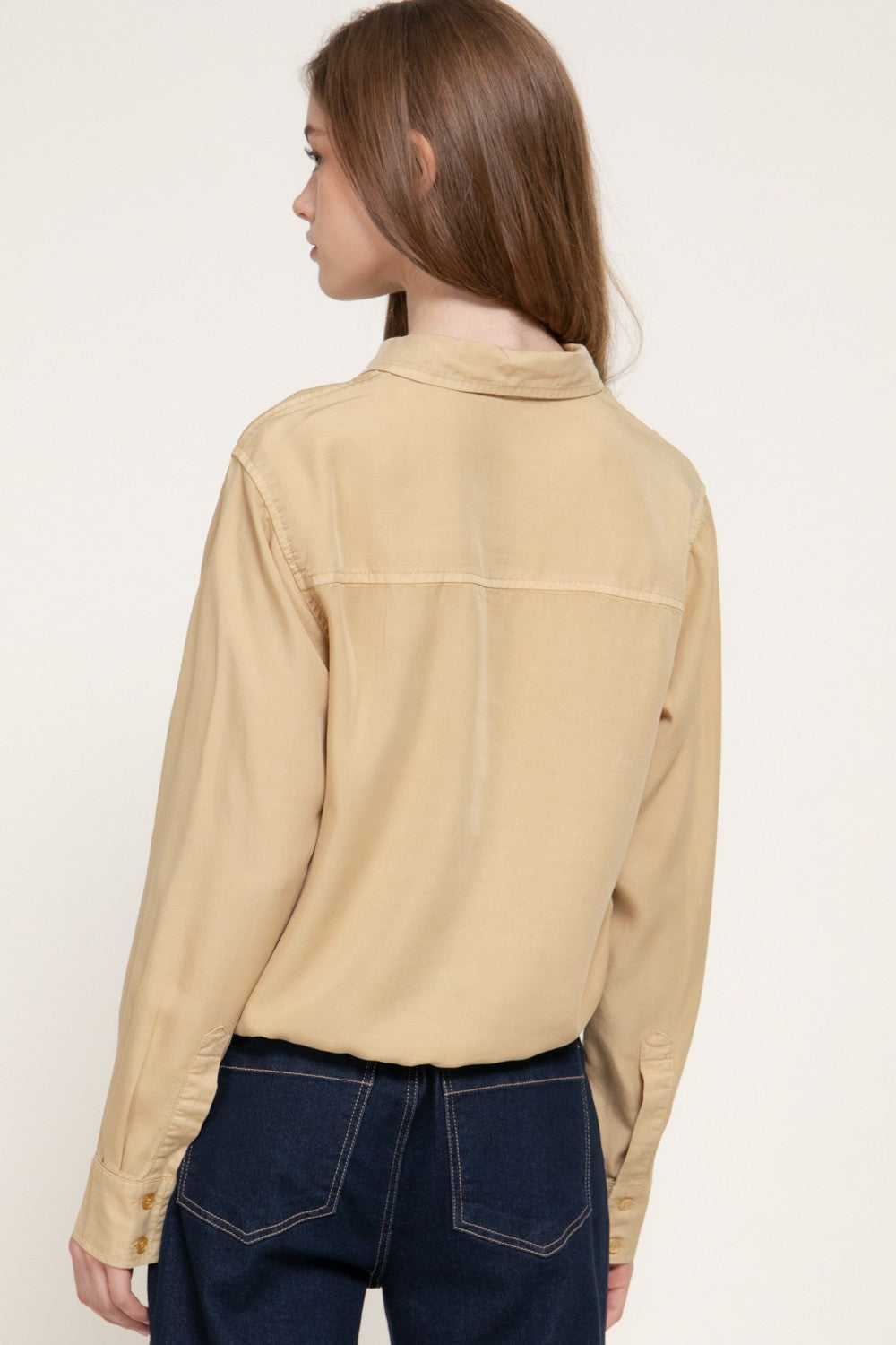 Long Slv Lyocell Shirt W/ Adjustable Drawsting Hem