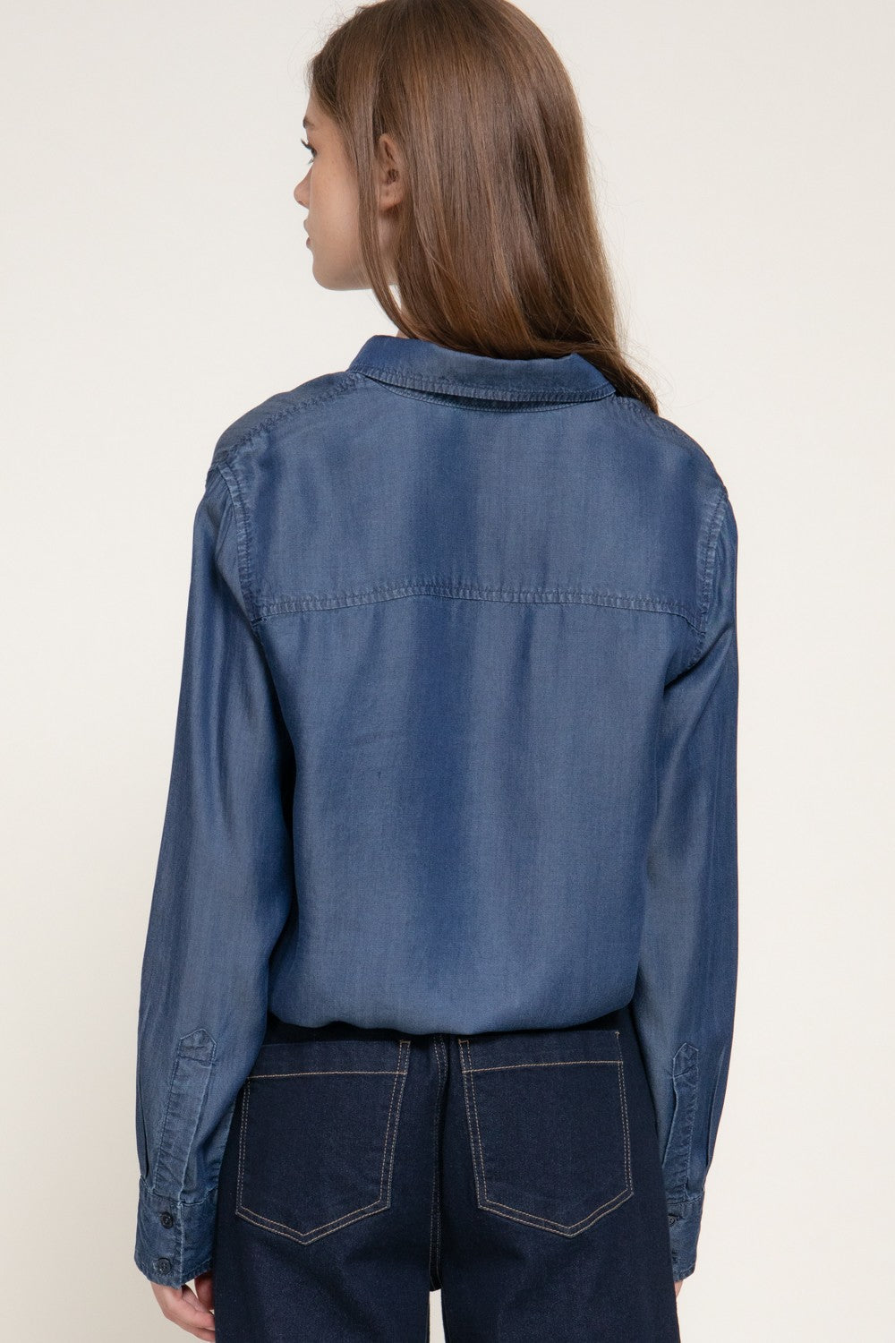 Long Slv Lyocell Shirt W/ Adjustable Drawsting Hem