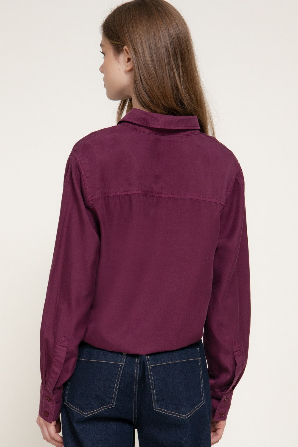 Long Slv Lyocell Shirt W/ Adjustable Drawsting Hem