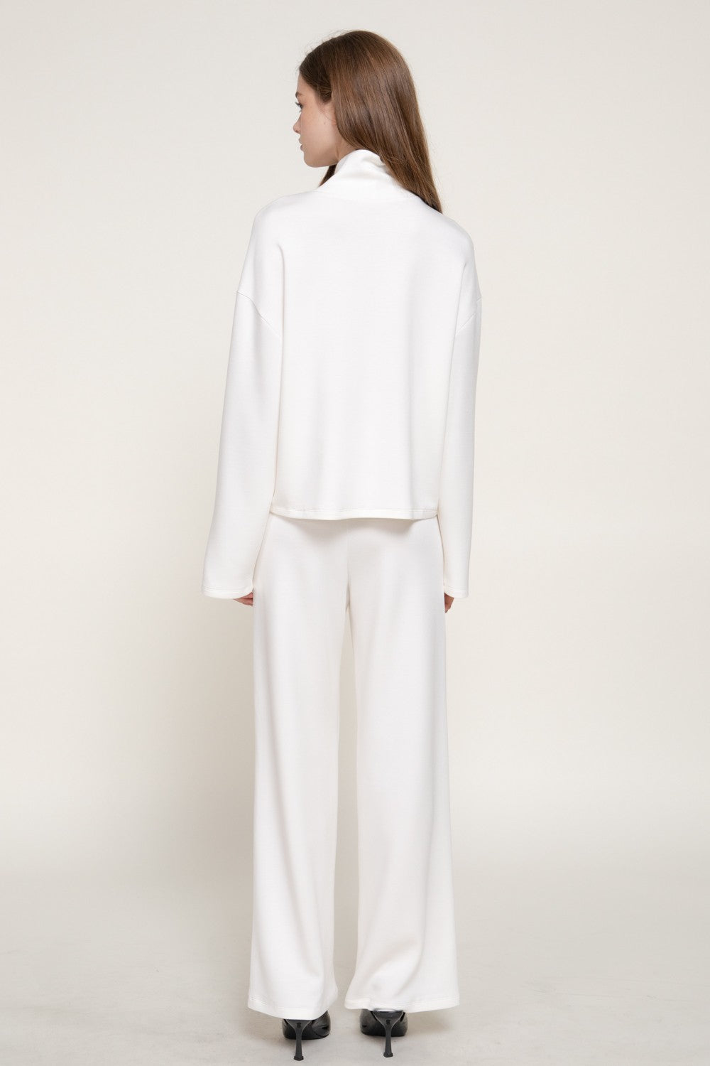 Long Slv Mock Neck Top & Straight Long Pants Set