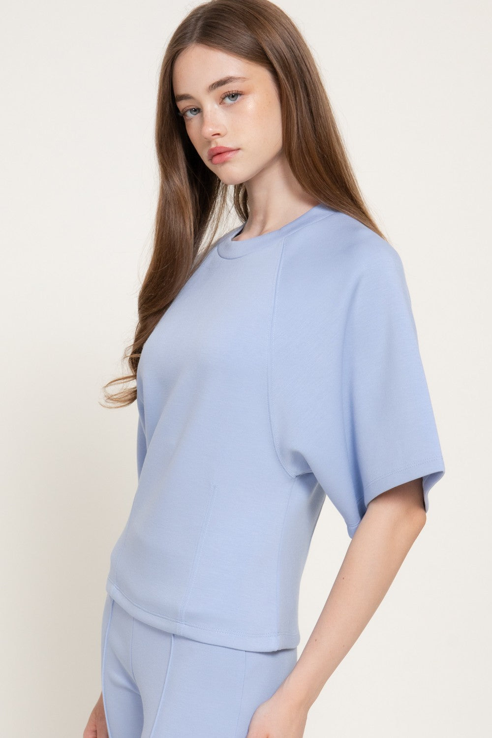 Short Slv Wasot Darts Modal Scuba Knit Top
