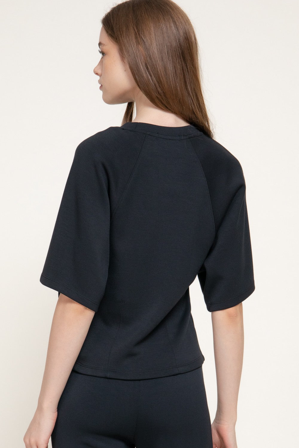 Short Slv Wasot Darts Modal Scuba Knit Top