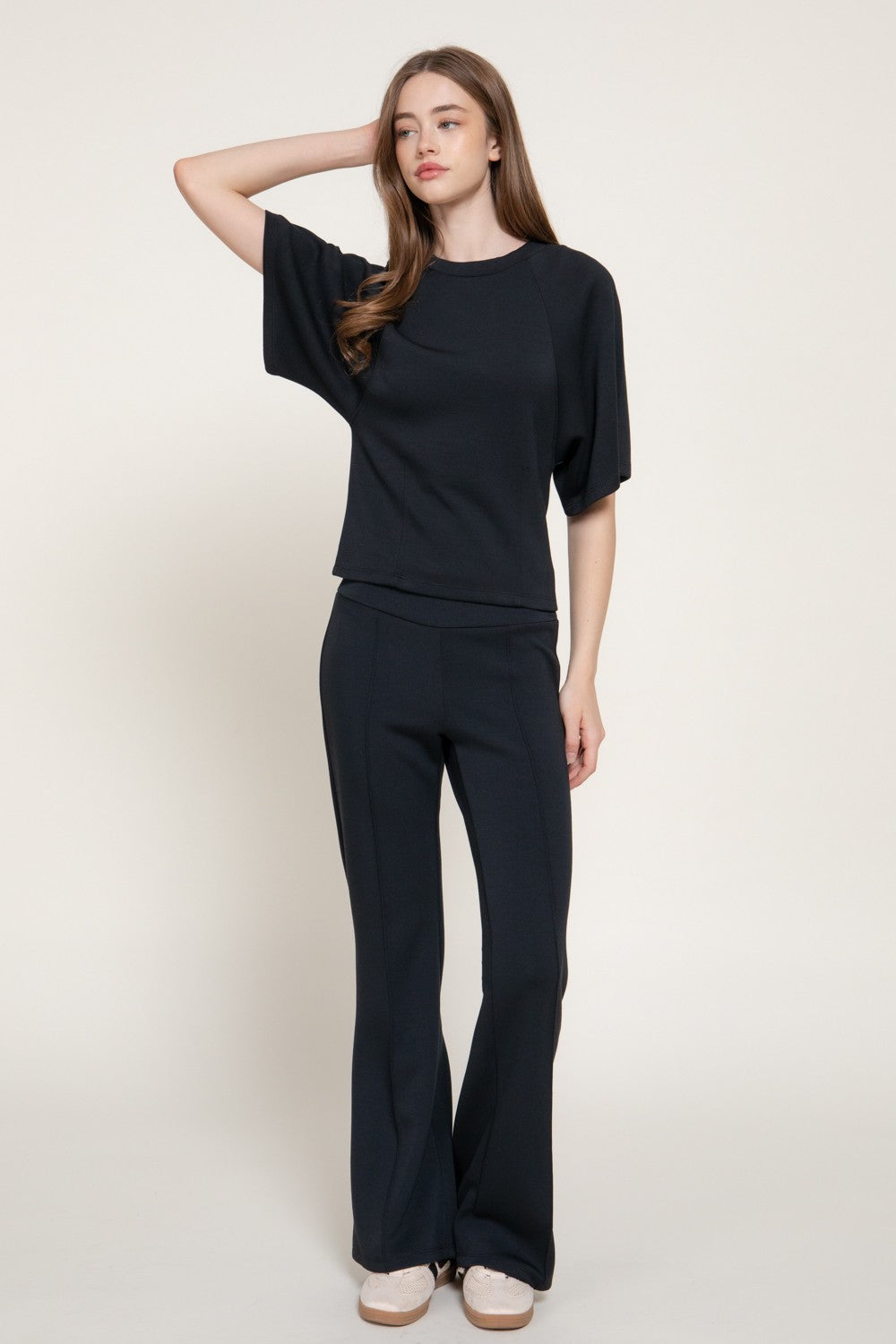 Short Slv Wasot Darts Modal Scuba Knit Top