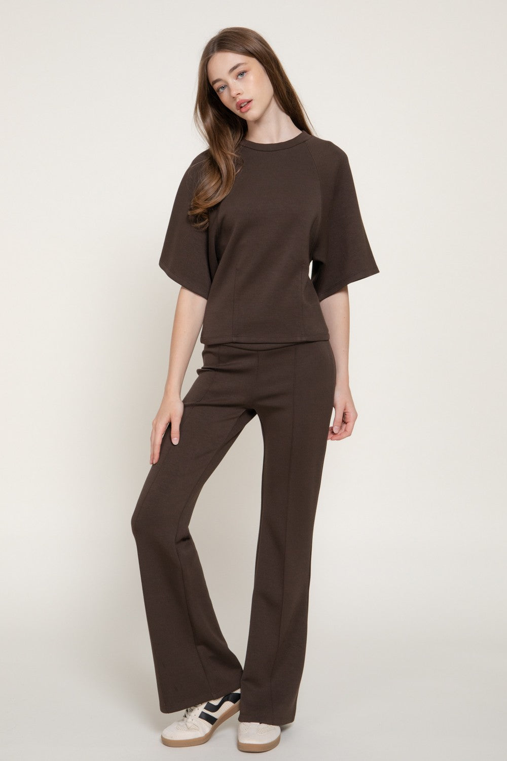Short Slv Wasot Darts Modal Scuba Knit Top