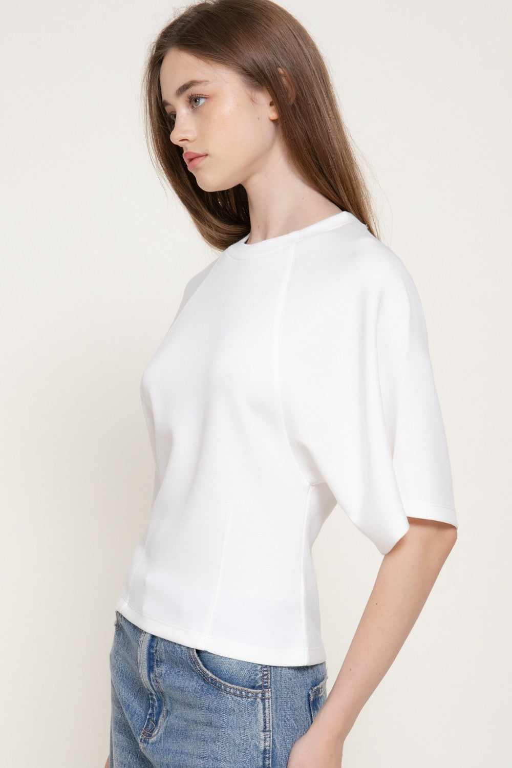 Short Slv Wasot Darts Modal Scuba Knit Top