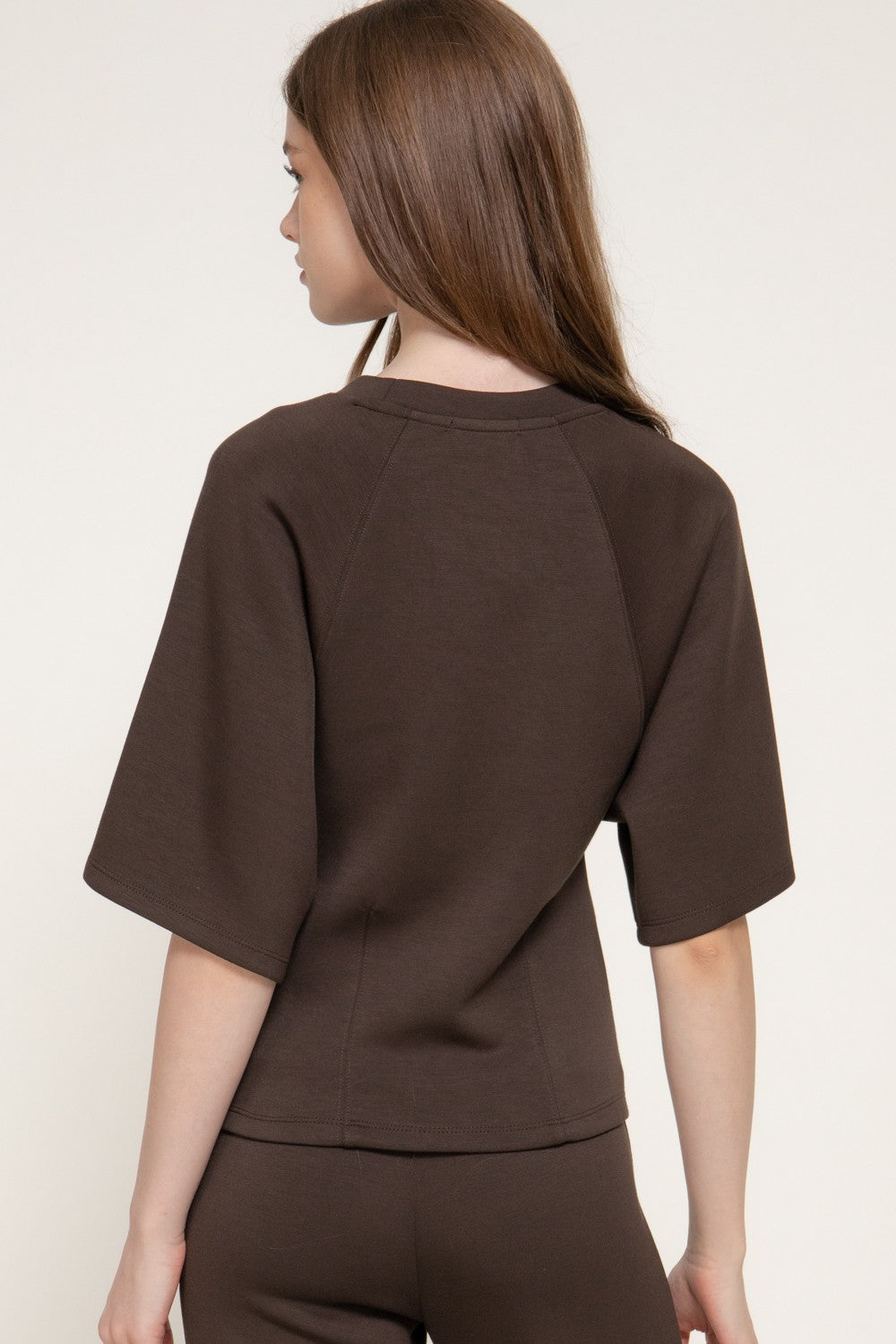 Short Slv Wasot Darts Modal Scuba Knit Top