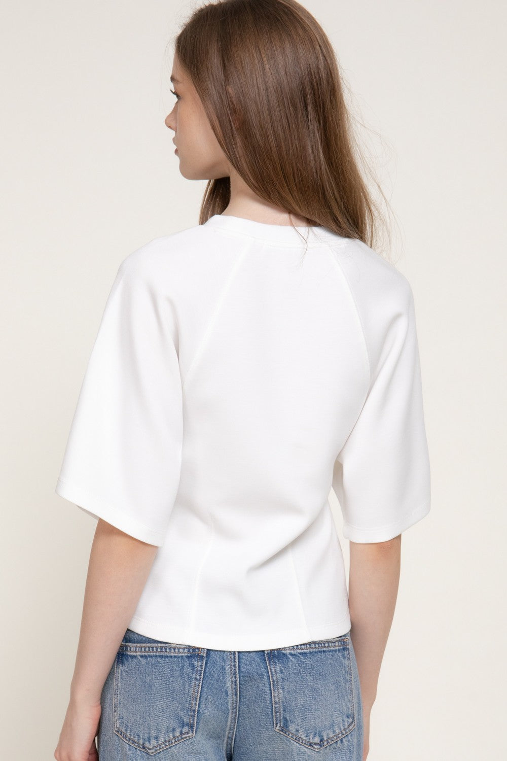 Short Slv Wasot Darts Modal Scuba Knit Top