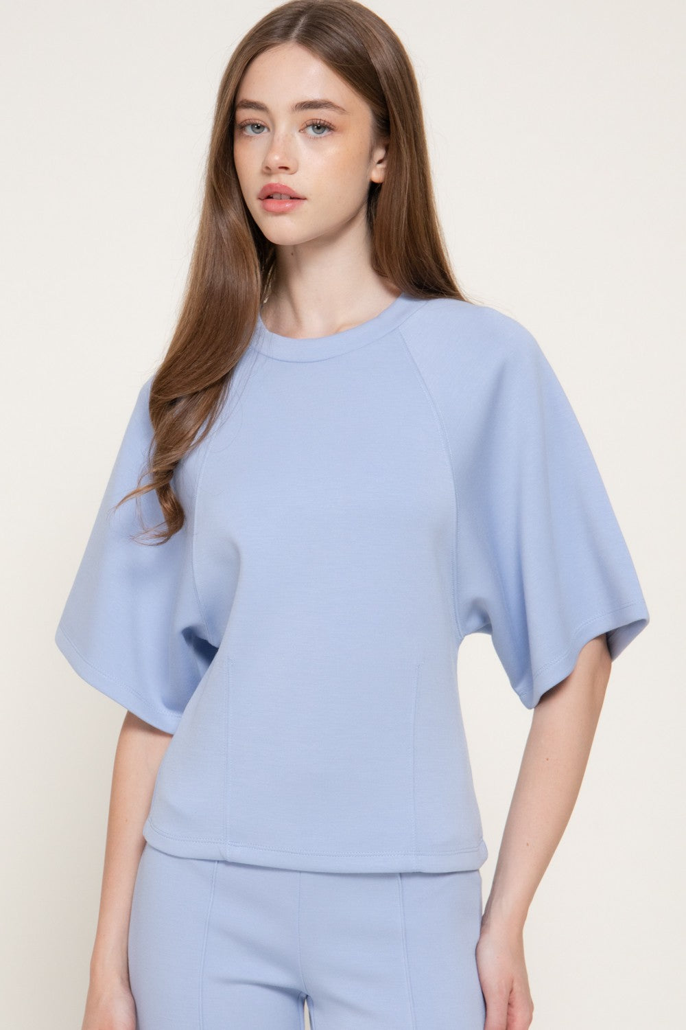 Short Slv Wasot Darts Modal Scuba Knit Top
