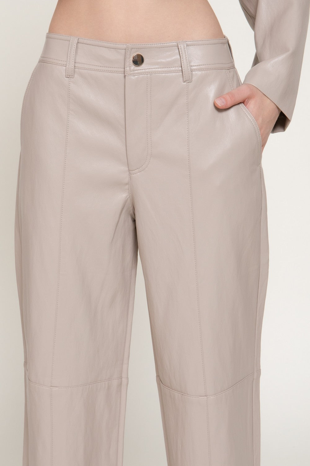 Straight Leg Texture Faux Leather Long Pants