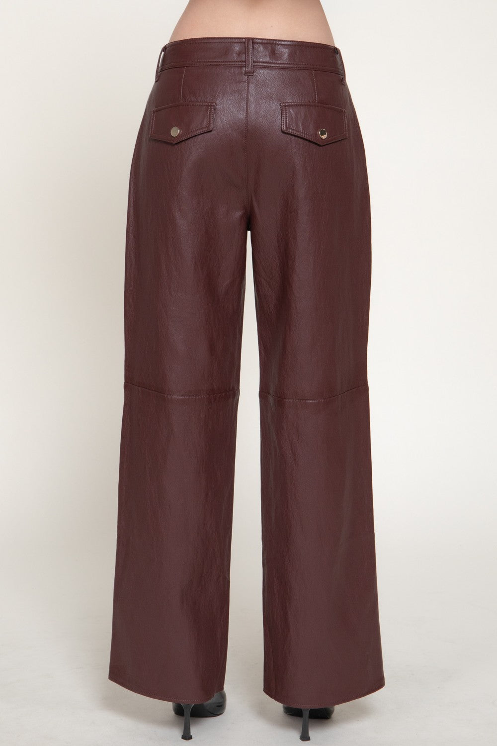Straight Leg Texture Faux Leather Long Pants