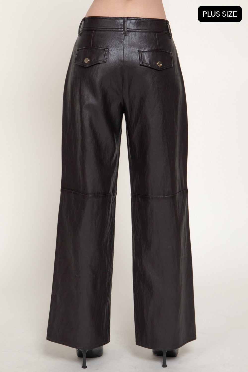 Straight Leg Texture Faux Leather Long Pants