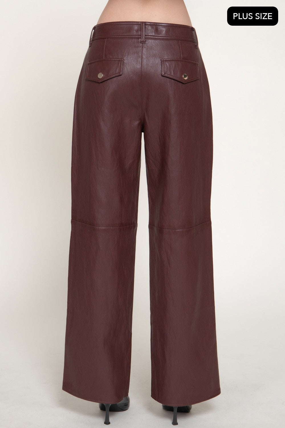 Straight Leg Texture Faux Leather Long Pants