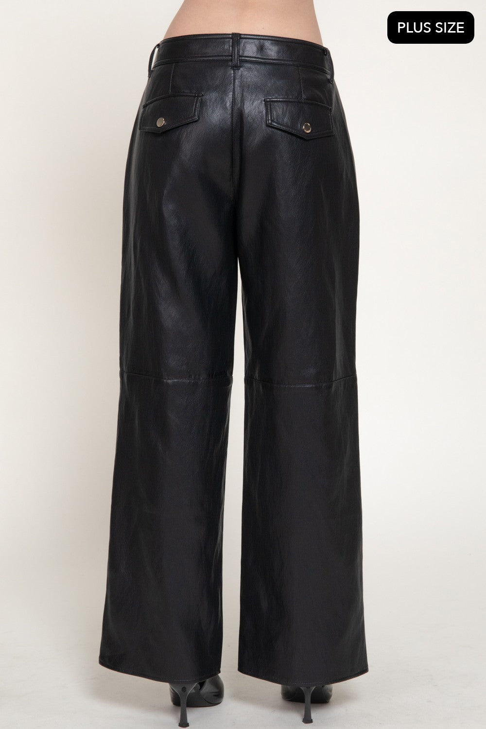 Straight Leg Texture Faux Leather Long Pants