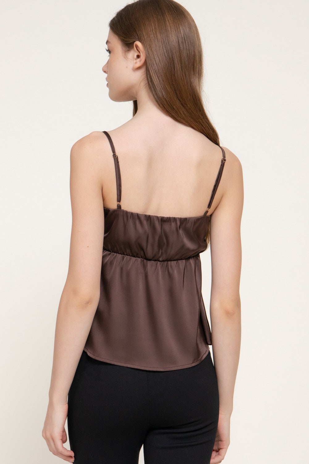 Straight Neck Adjustable Straps Satin Top