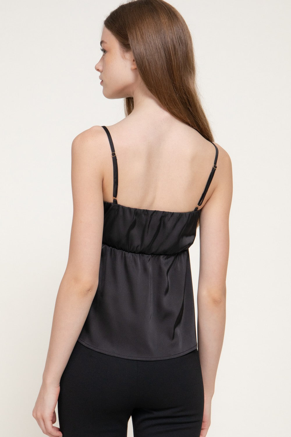Straight Neck Adjustable Straps Satin Top