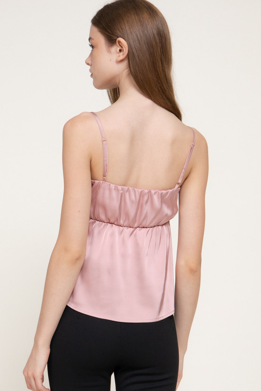 Straight Neck Adjustable Straps Satin Top
