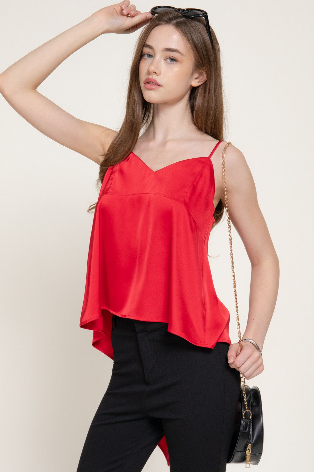 Back Closure V-neck Satin Camisole