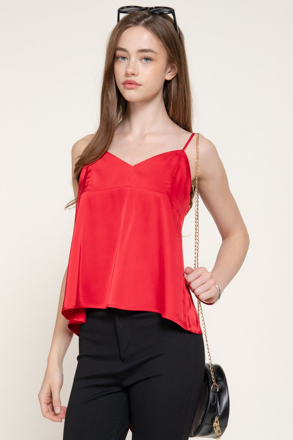 Back Closure V-neck Satin Camisole