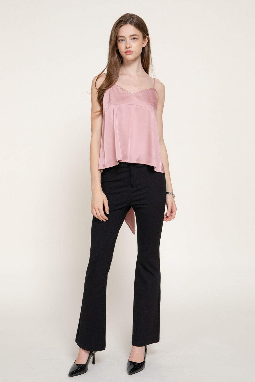Back Closure V-neck Satin Camisole