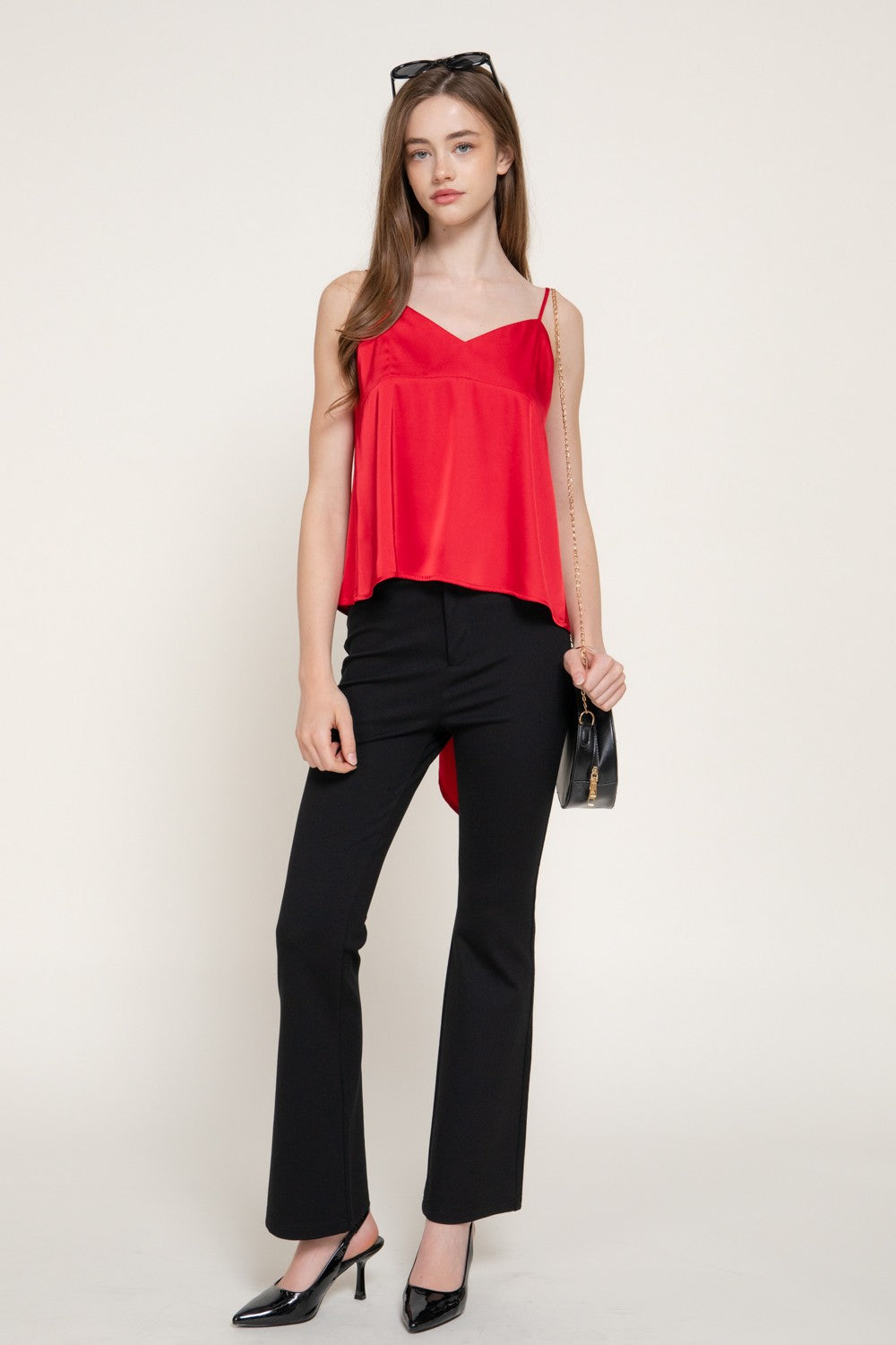Back Closure V-neck Satin Camisole