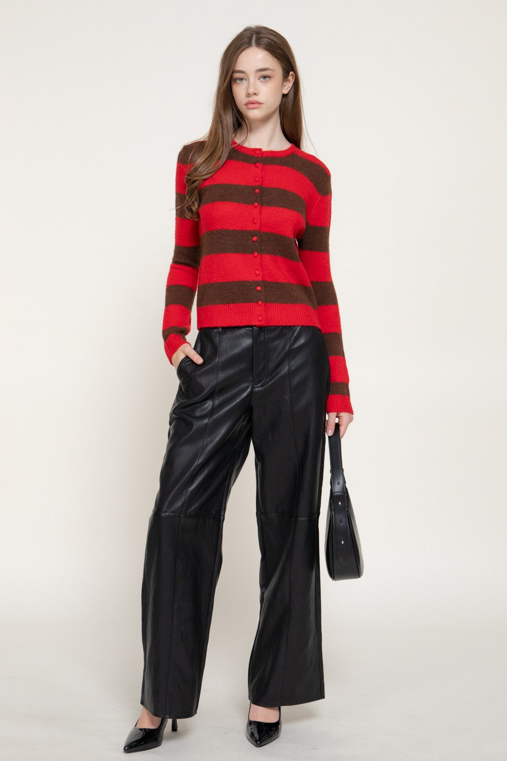 Long Slv Stripe Sweater Cardigan