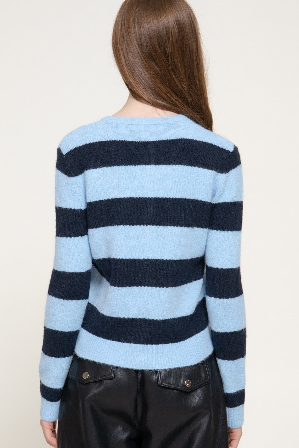 Long Slv Stripe Sweater Cardigan