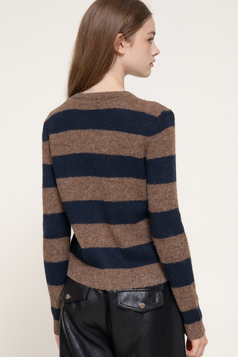 Long Slv Stripe Sweater Cardigan