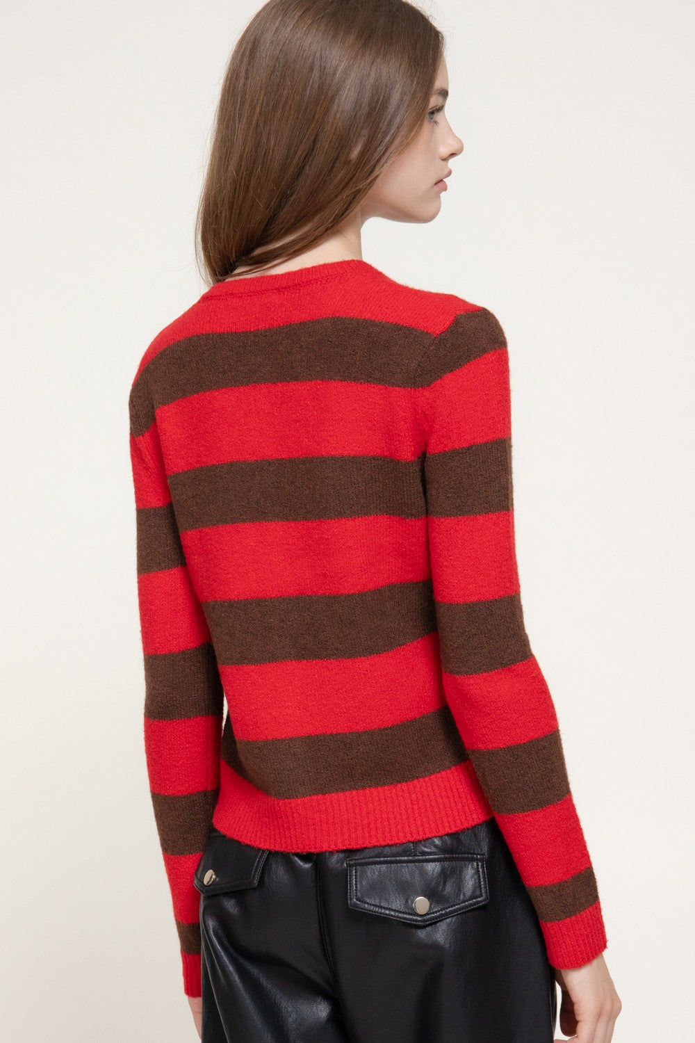 Long Slv Stripe Sweater Cardigan