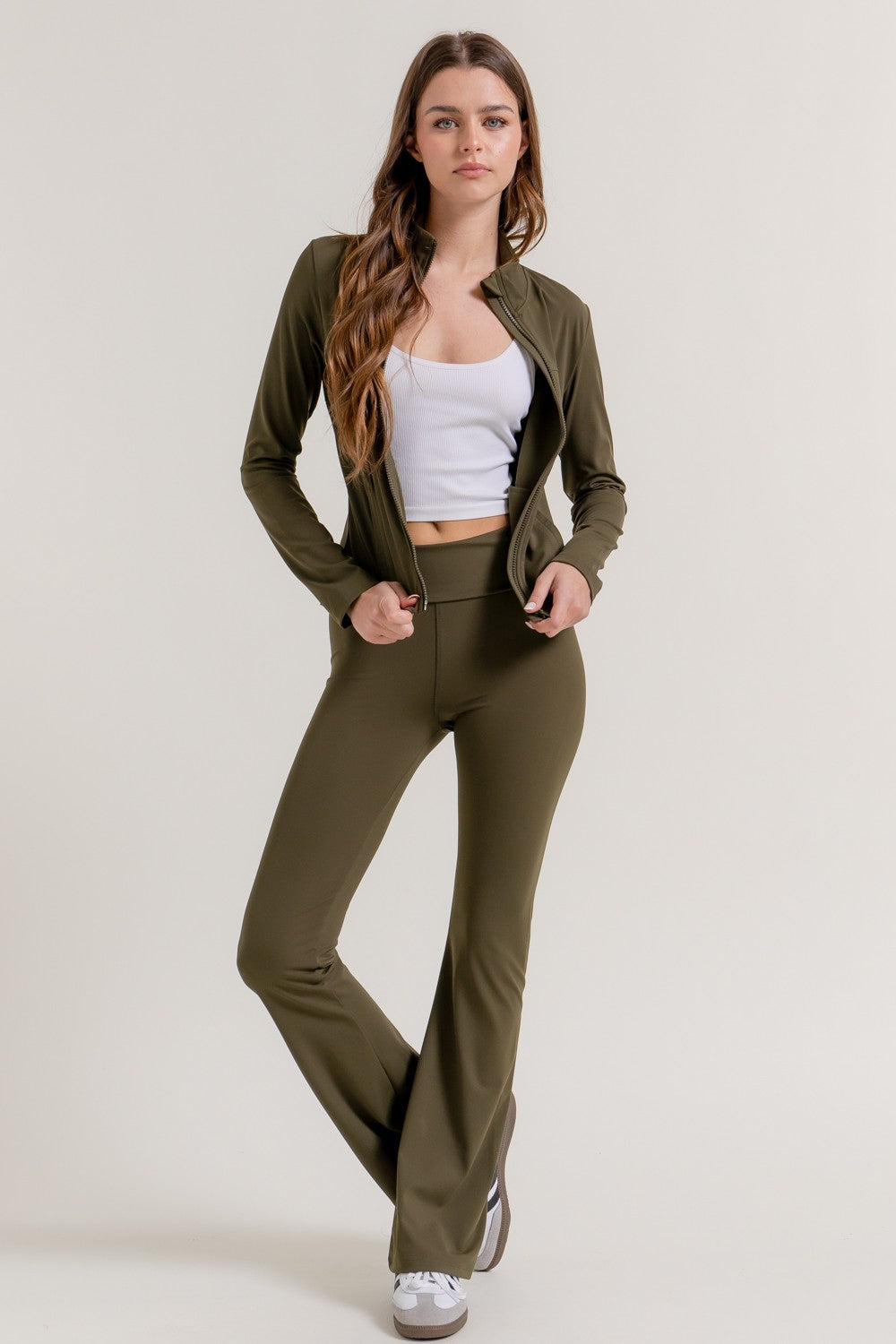 Waist Fold-over Flare Workout Leggings