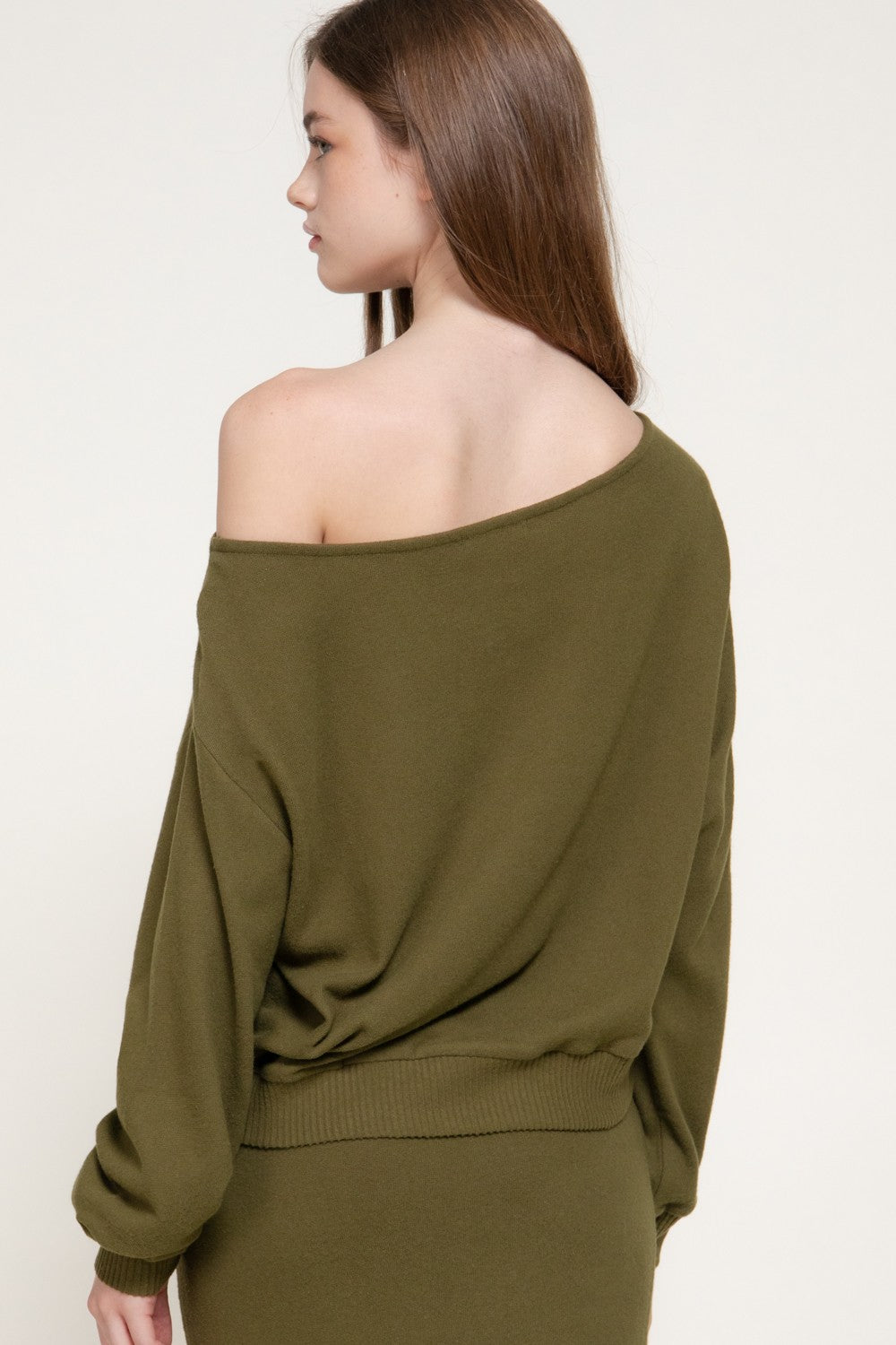 Long Slv Boat Neck Brushed Knit Top