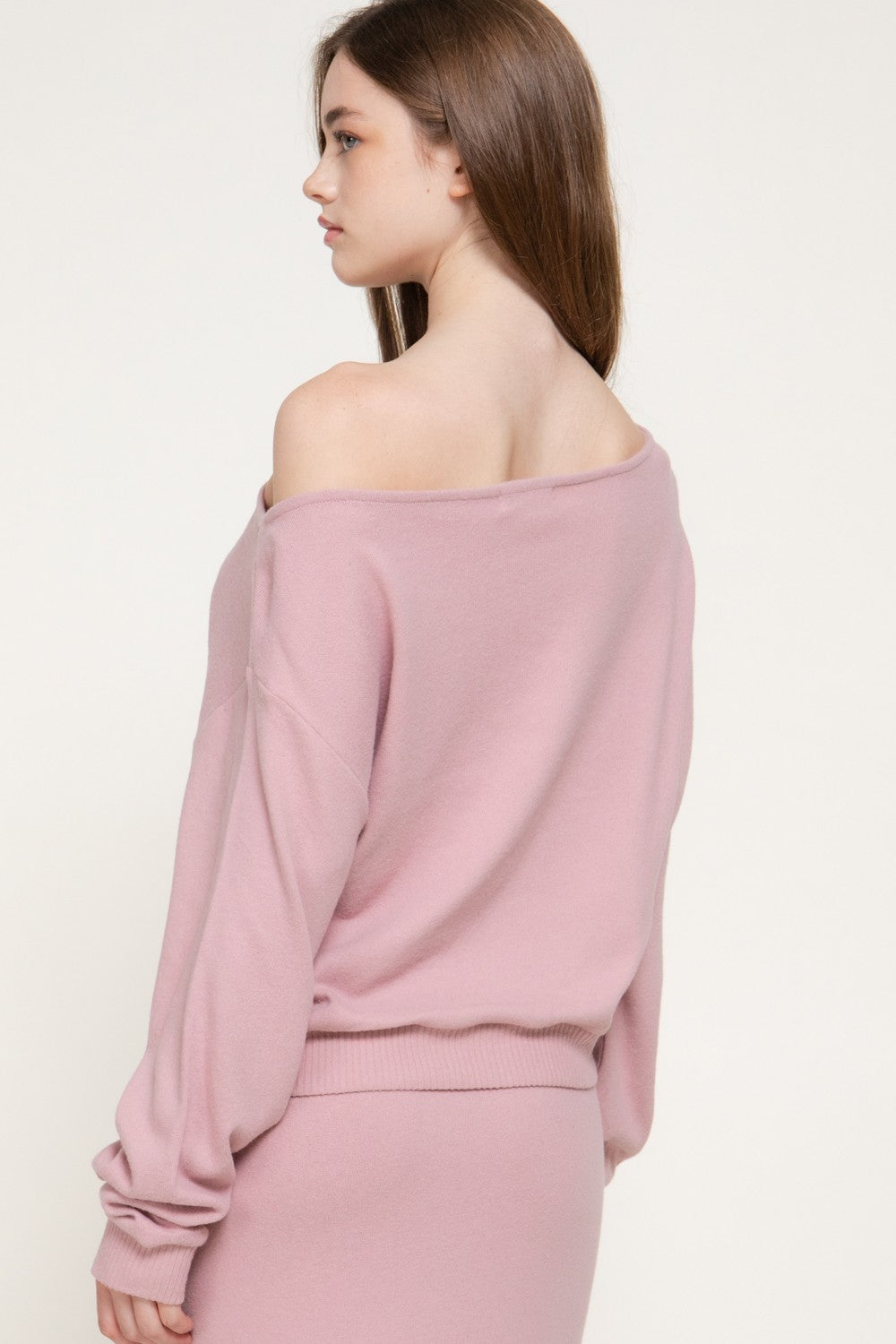 Long Slv Boat Neck Brushed Knit Top