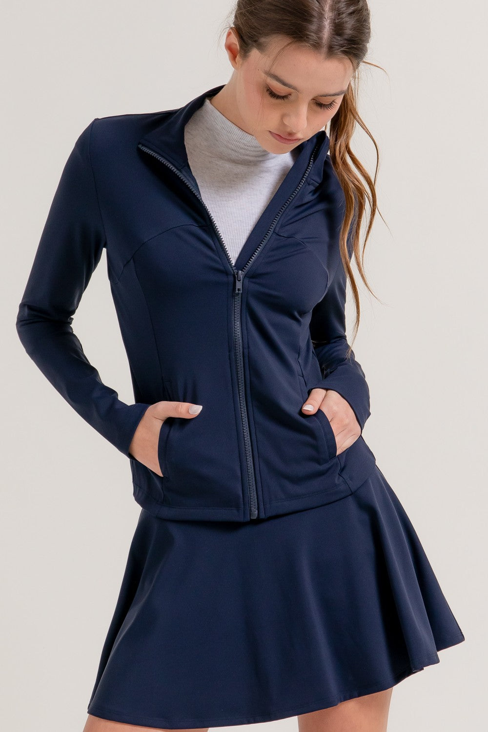 Long Slv Mock Neck Workout Jacket