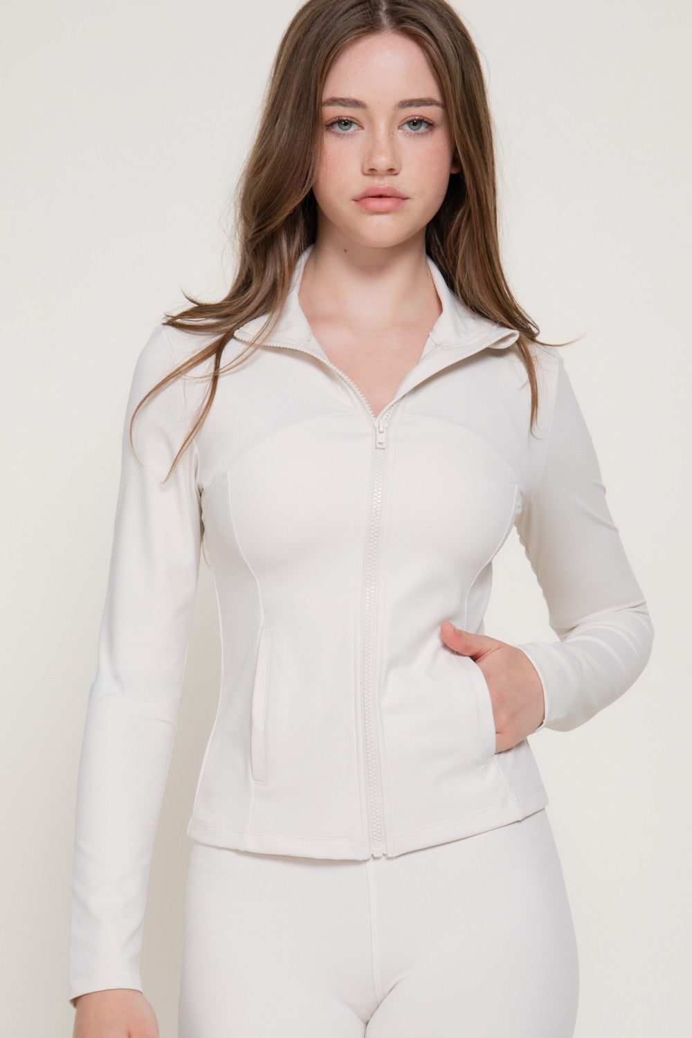 Long Slv Mock Neck Workout Jacket