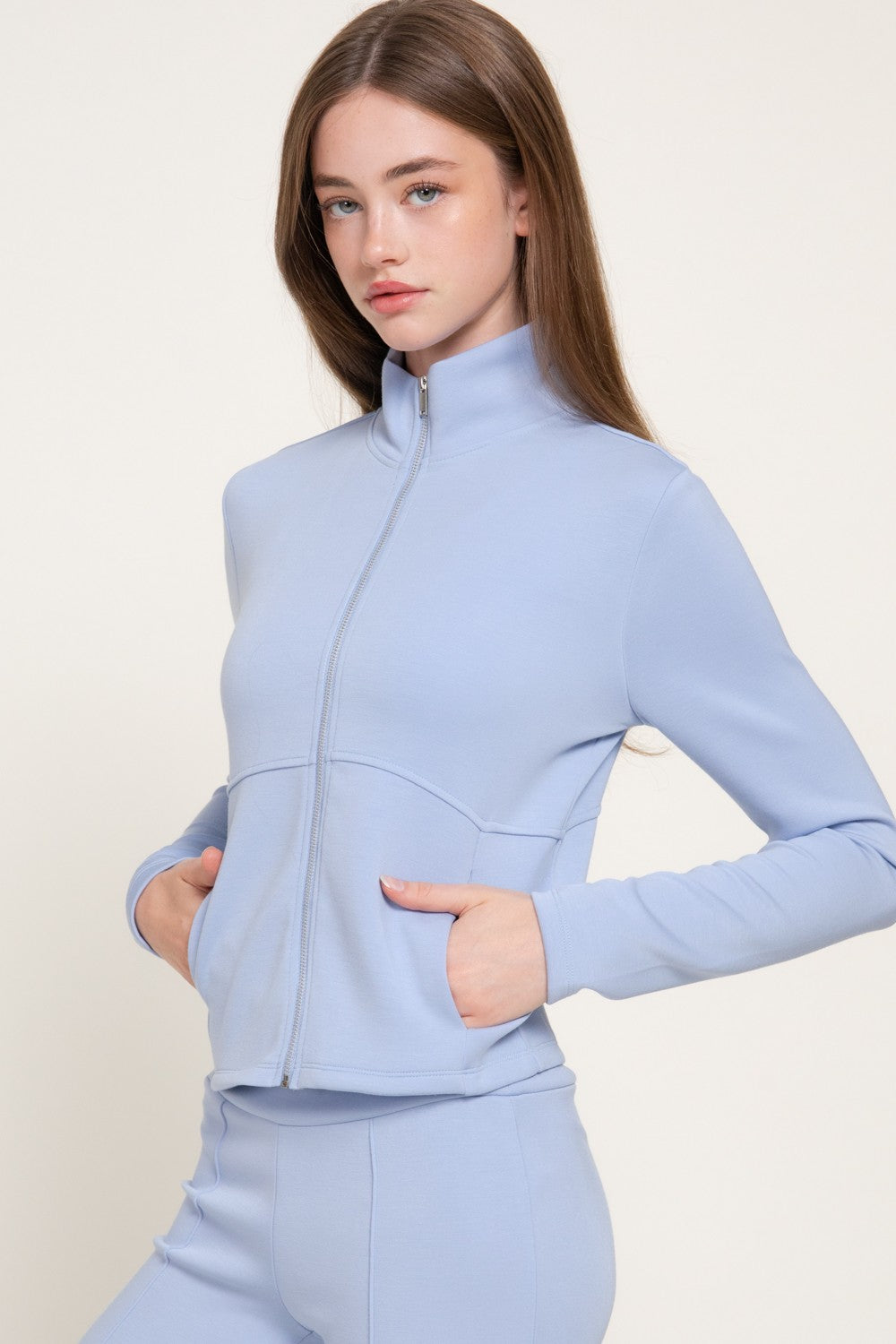 Long Slv High Neck Jacket W/ Thumb Holes