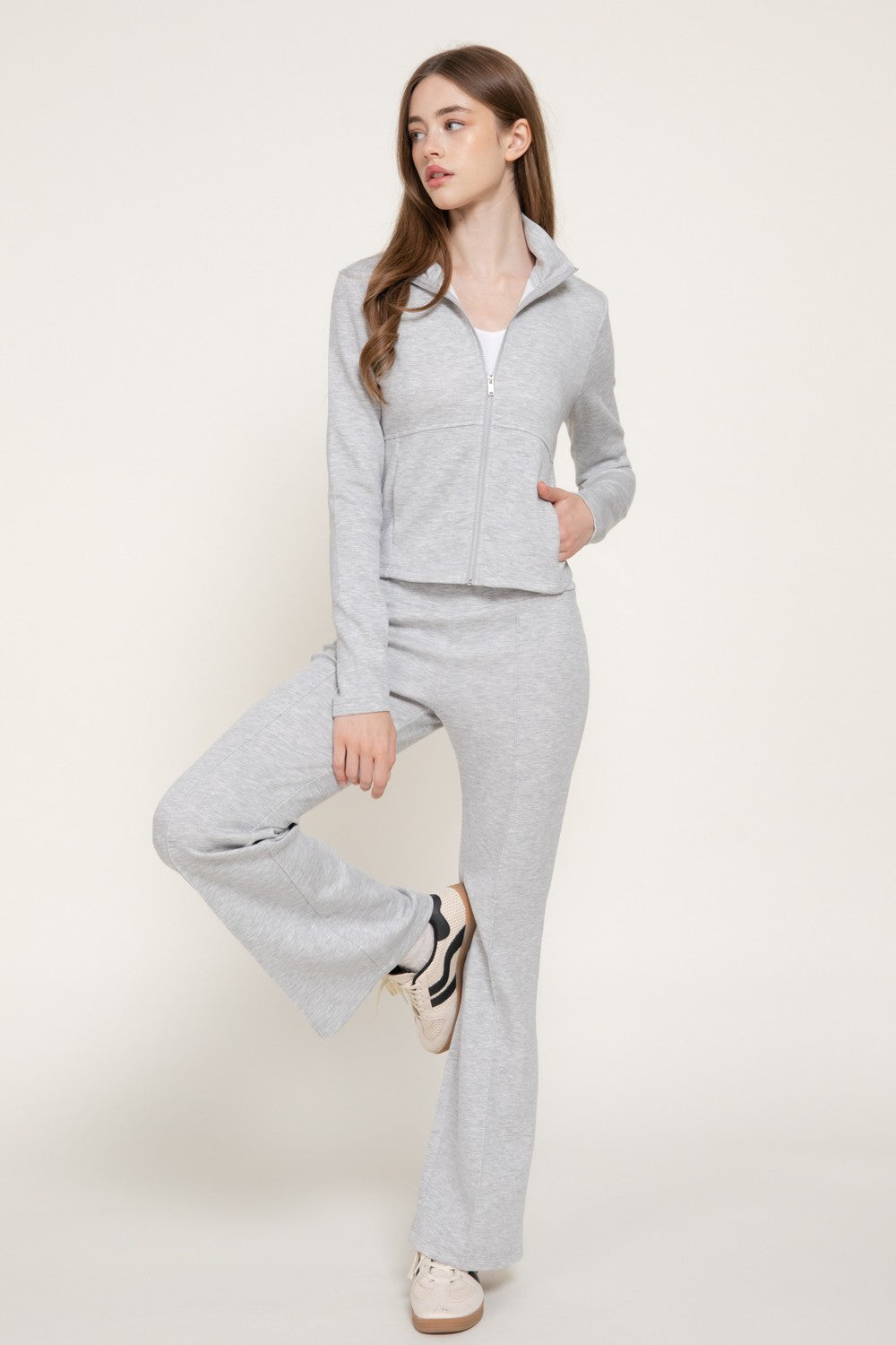 Long Slv High Neck Jacket W/ Thumb Holes