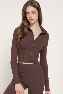 Mock Neck Zip-up Workout Jacket