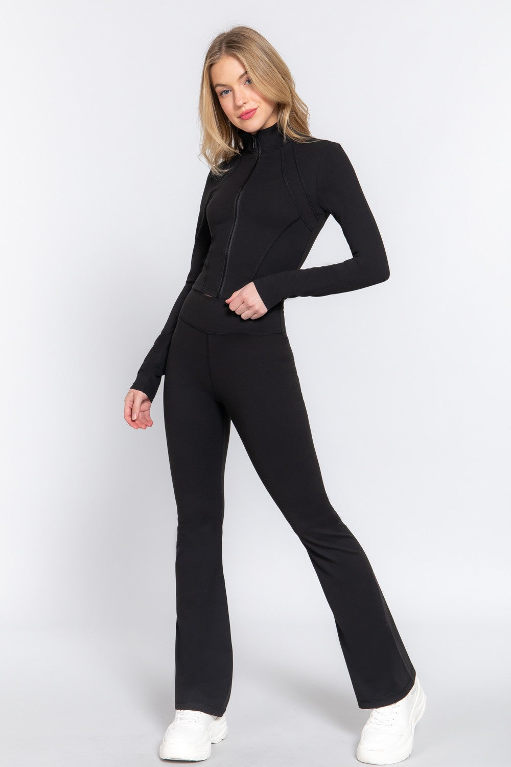 Mock Neck Zip-up Workout Jacket