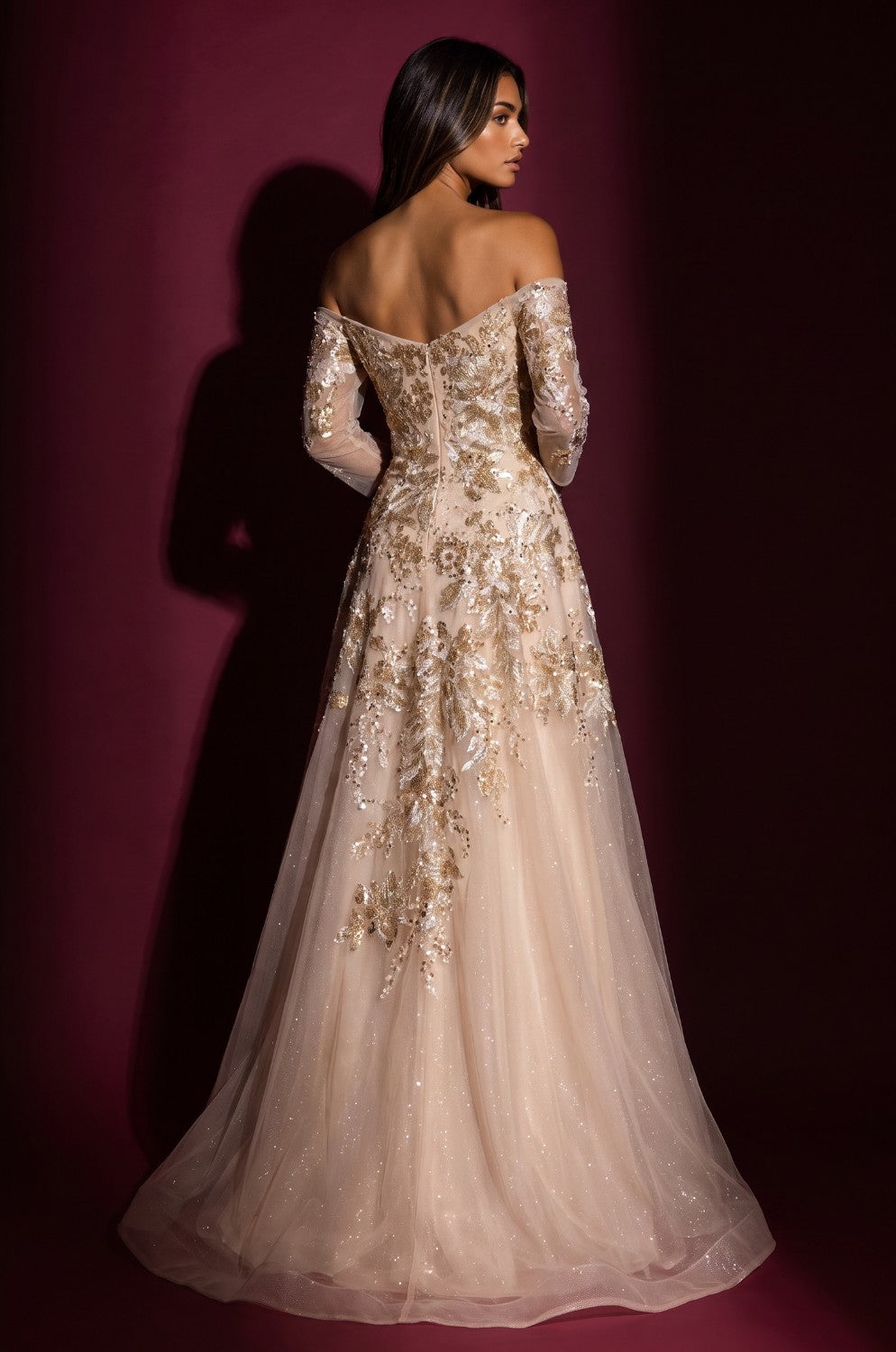 Beaded Strapless Sweetheart Gown