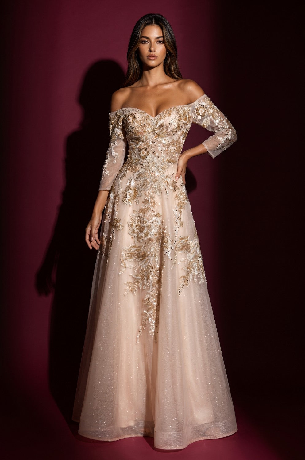 Beaded Strapless Sweetheart Gown