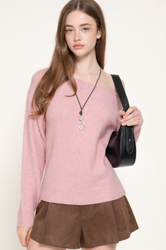 Long Slv Asymmetrical Neckline Sweater