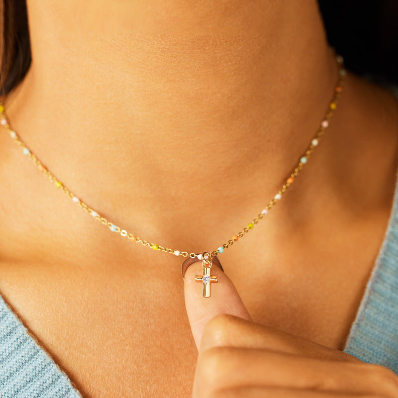 Rainbow Bliss Cross Necklace Stella Harte