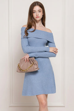 Off The Shoulder A-line Sweater Mini Dress