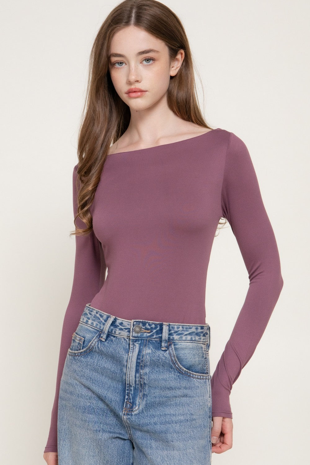 Long Sleeve Boat Neck Bodysuit