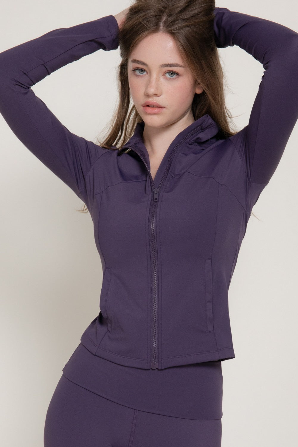 Long Slv Mock Neck Workout Jacket