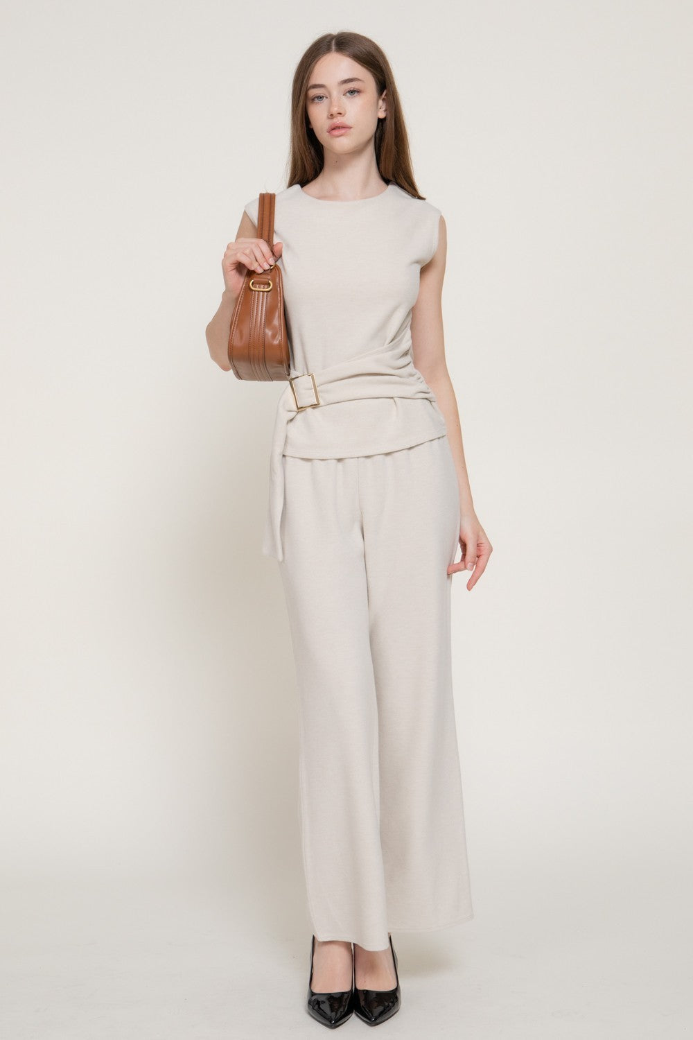 Elastic Waist Soft Knit Long Pants
