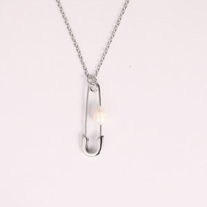 Elegant Gold Safety Pin Necklace with Pearl Accent