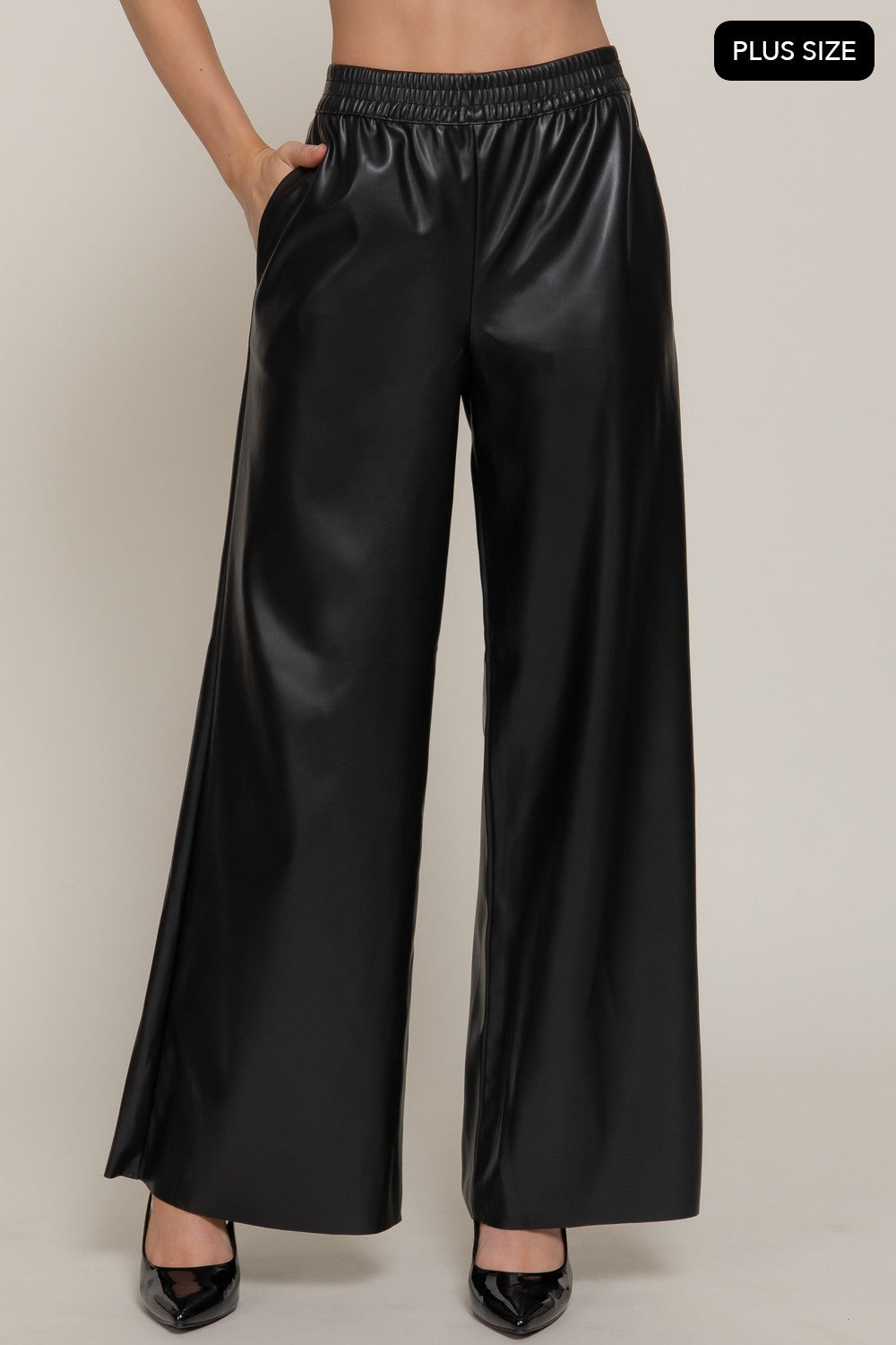 Straight Faux Leather Long Pants