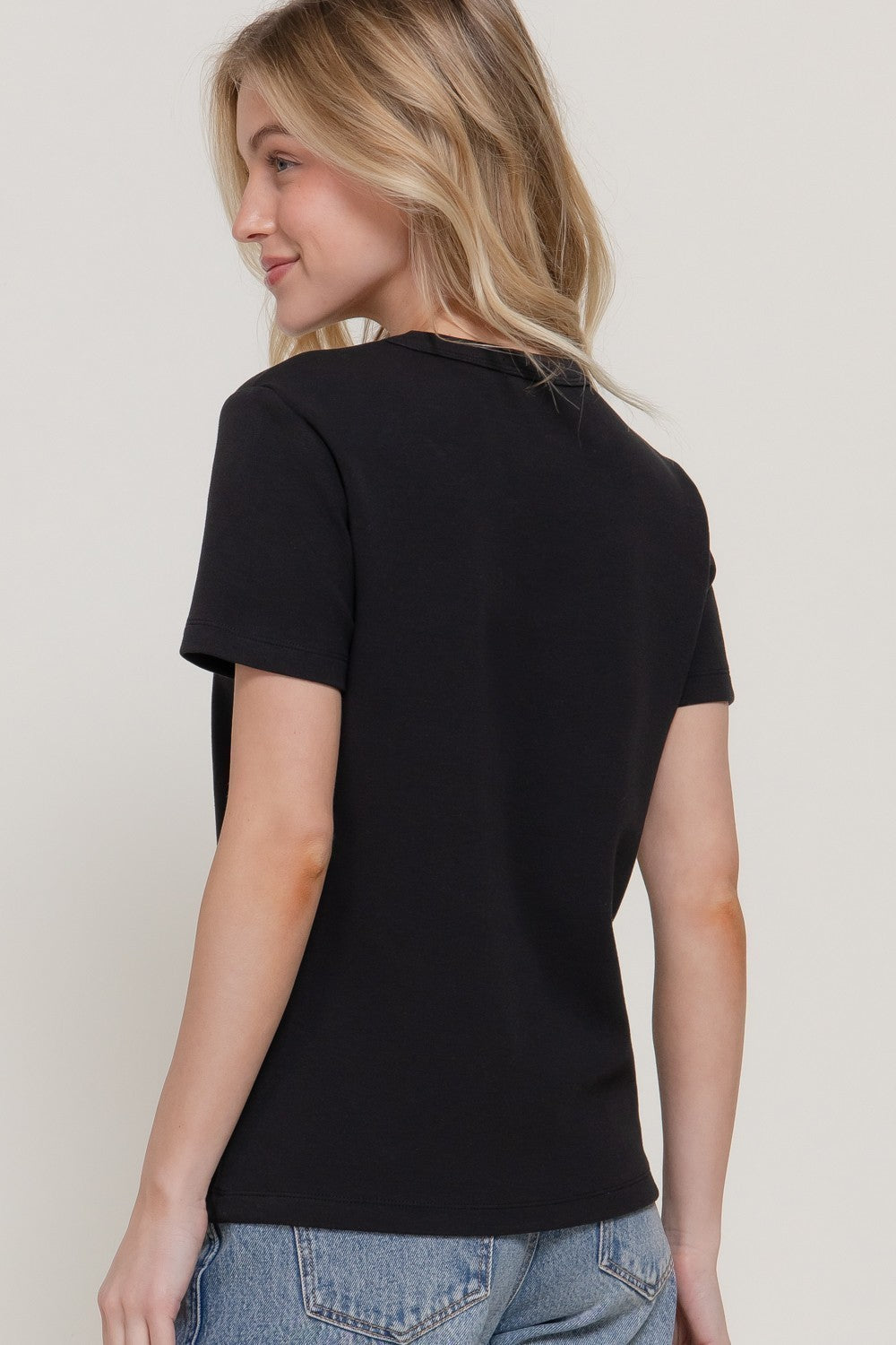 Short Sleeve Round Neck Soft Knit Top