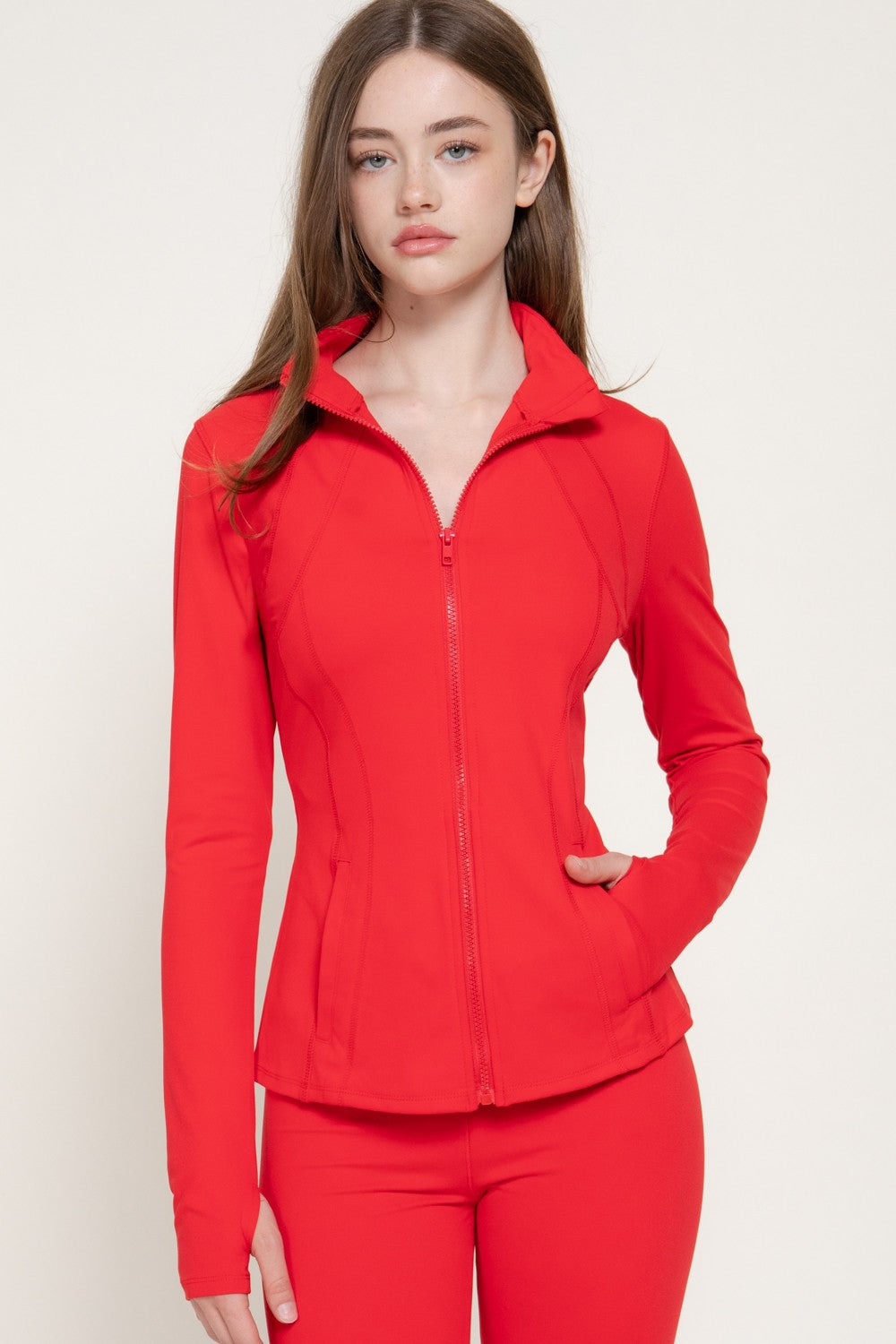 Long Slv Thumb Holes Workout Jacket