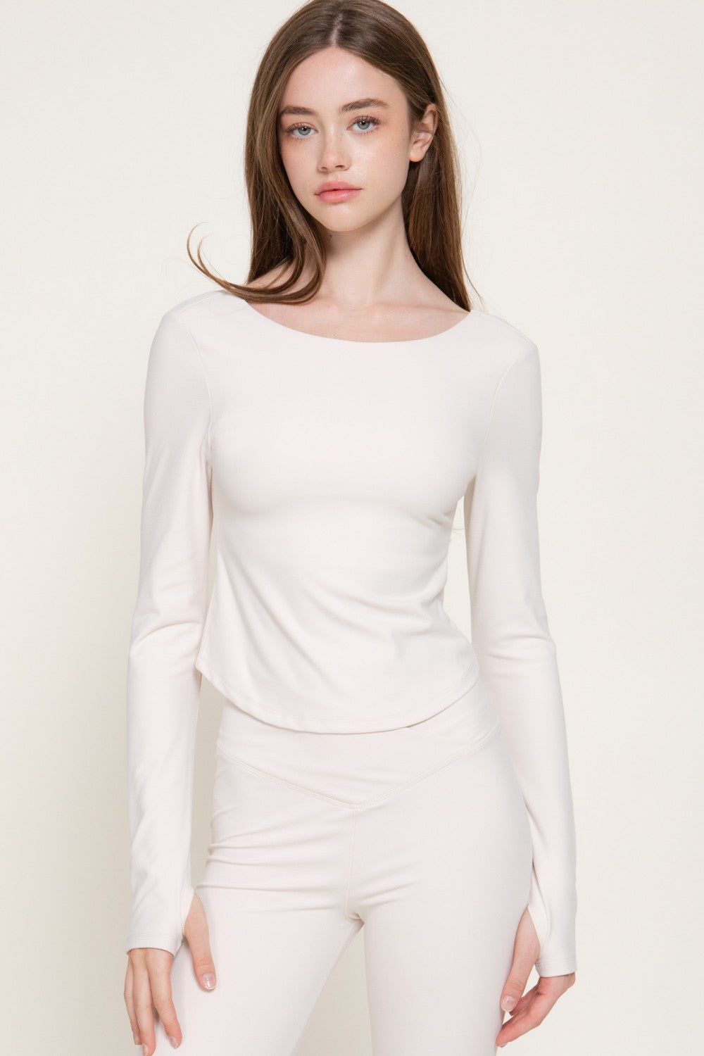Long Sleeve Activewear Top with Scoop Back
